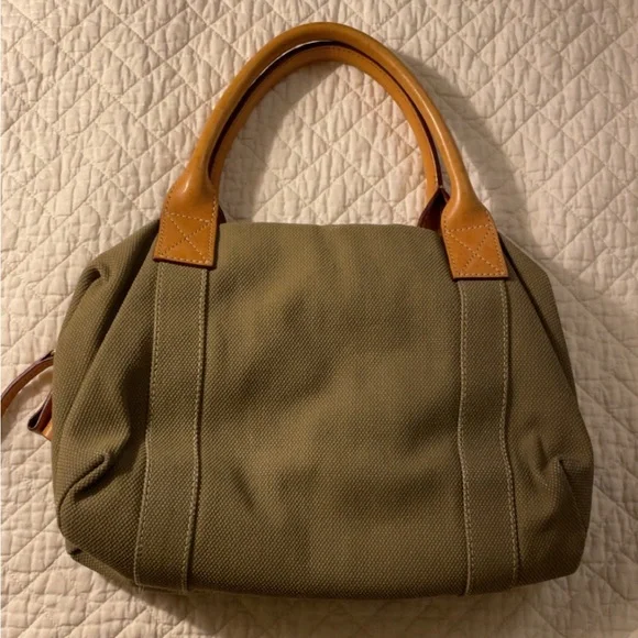 Dooney & Bourke Olive Satchel with Tan Leather Trim - Picture 2 of 8